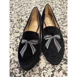 Talbots Embroidered Ryan Velvet Slip On Loafers Women’s Gray Shoes Size 7.5